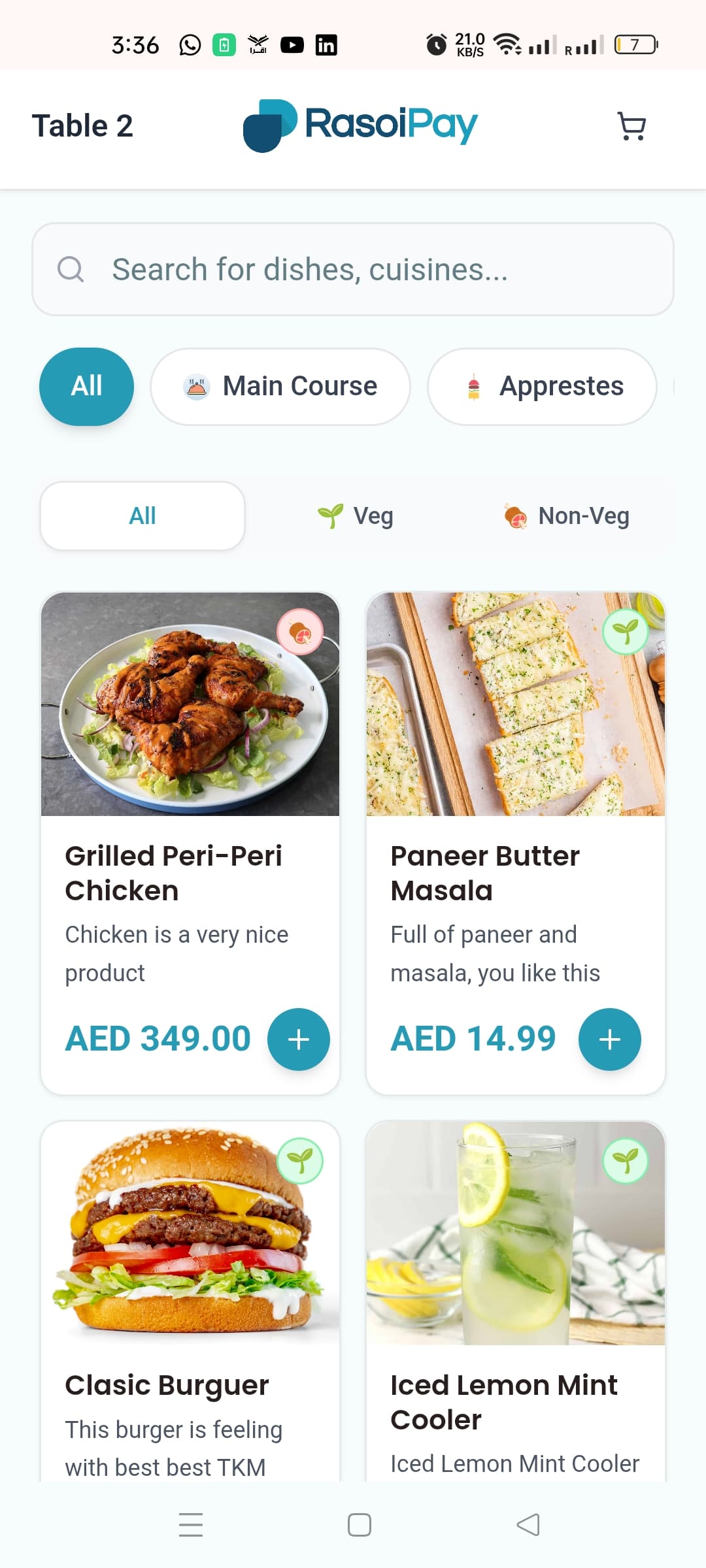 Rasoi Pay — Mobile Interface
